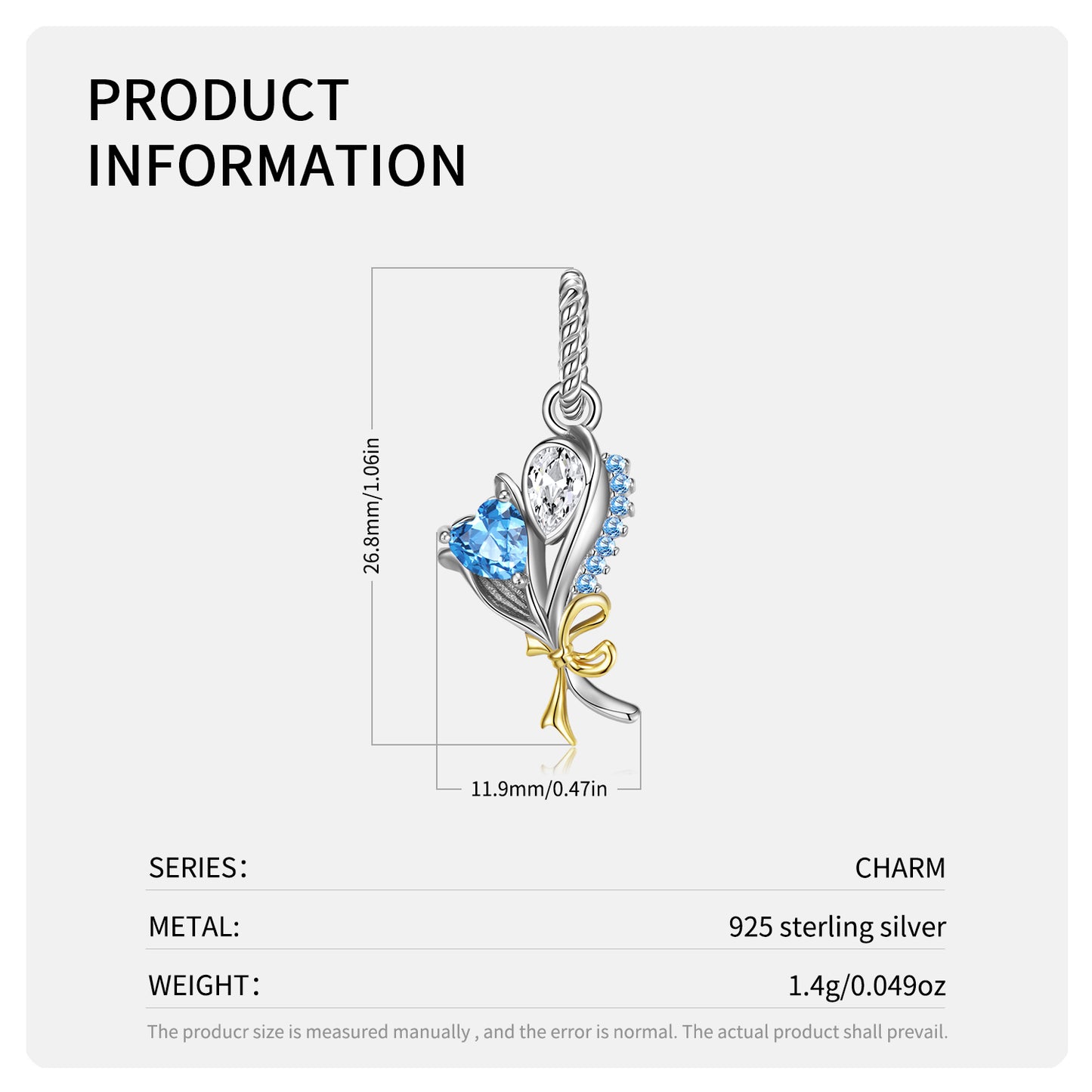 Original Design S925 Sterling Silver March Daffodil Dangle Charm, March Birth Flower, Flower Language Series, CZ Charm Bead For DIY Bracelet Necklace, Pandora Compatible Jewelry Gift