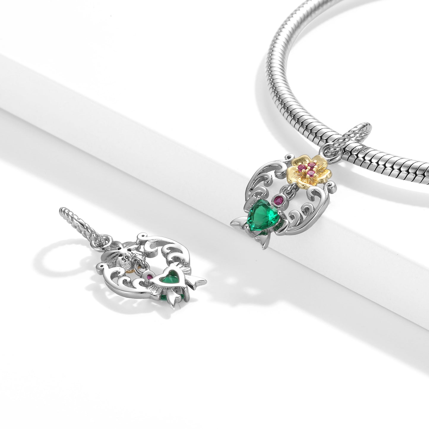 Original Design S925 Sterling Silver May Hawthorn Flower Dangle Charm, May Birth Flower, Flower Language Series, CZ Charm Bead For DIY Bracelet Necklace, Pandora Compatible Jewelry Gift