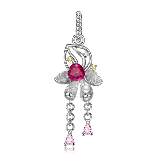 Original Design S925 Sterling Silver July Lotus Dangle Charm, July Birth Flower, Flower Language Series, CZ Charm Bead For DIY Bracelet Necklace, Pandora Compatible Jewelry Gift