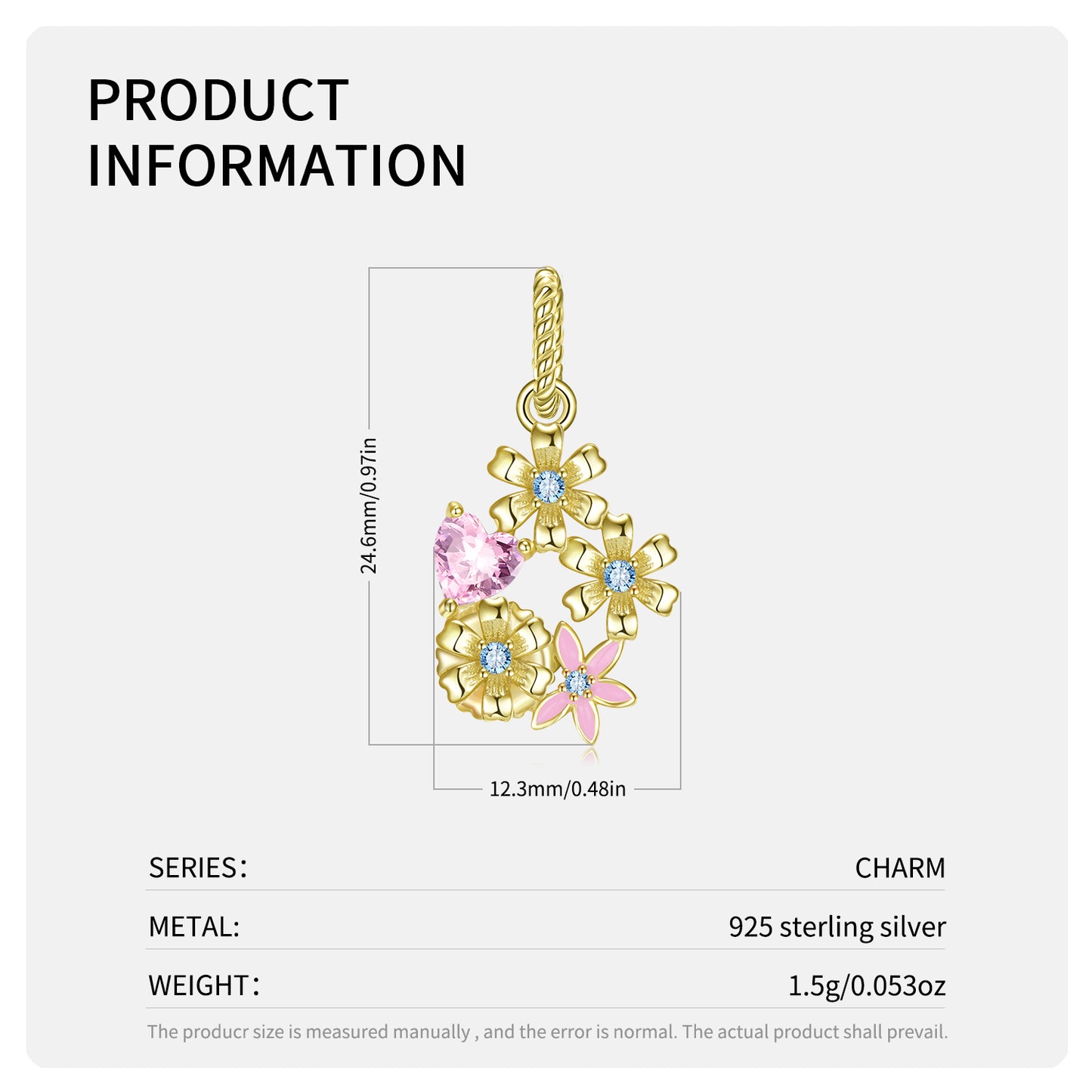 Original Design S925 Sterling Silver October Marigold Dangle Charm, October Birth Flower, Flower Language Series, CZ Charm Bead For DIY Bracelet Necklace, Pandora Compatible Jewelry Gift