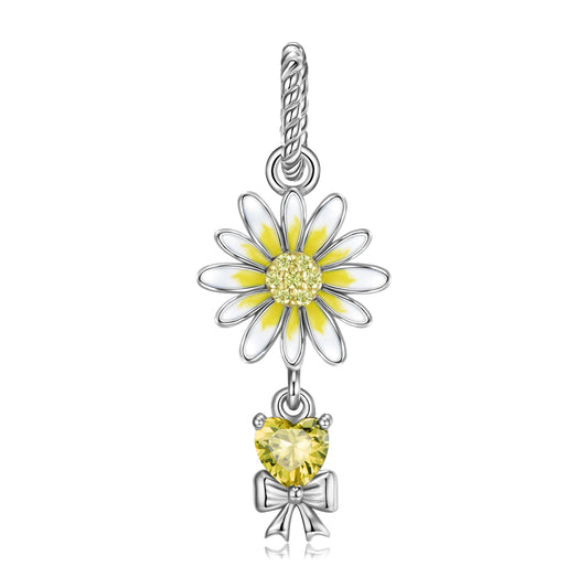 Original Design S925 Sterling Silver November Chrysanthemum Dangle Charm, November Birth Flower, Flower Language Series, CZ Charm Bead For DIY Bracelet Necklace, Pandora Compatible Jewelry Gift