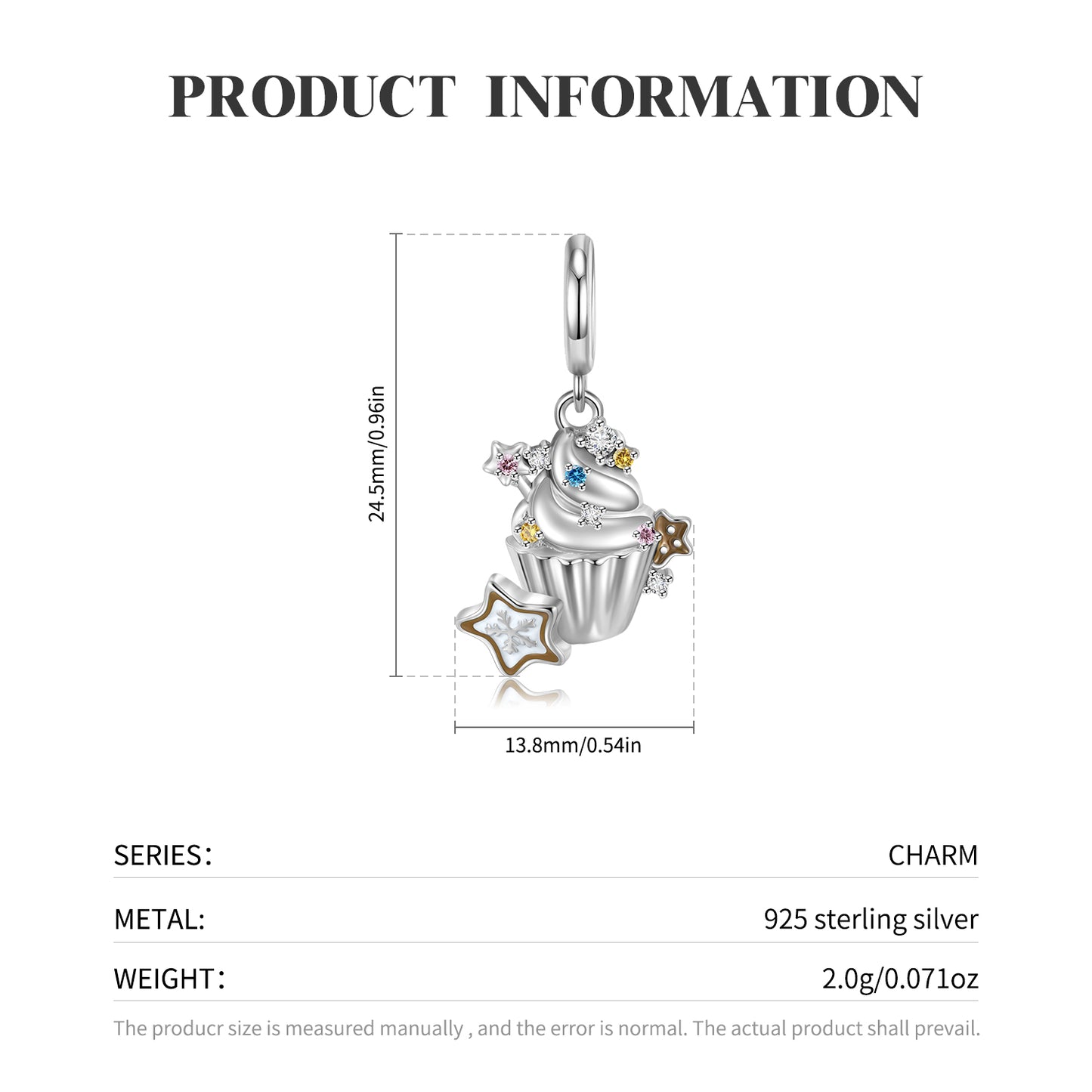 S925 Sterling Silver Star Ice Cream Cup Dangle Charm Dessert Food Pendant Bead For DIY Charm Bracelet Necklace Jewelry Gift