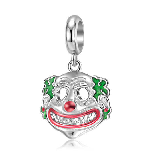 S925 Sterling Silver Halloween Clown Dangle Charm Gothic Pendant Bead For DIY Charm Bracelet Necklace Jewelry Gift