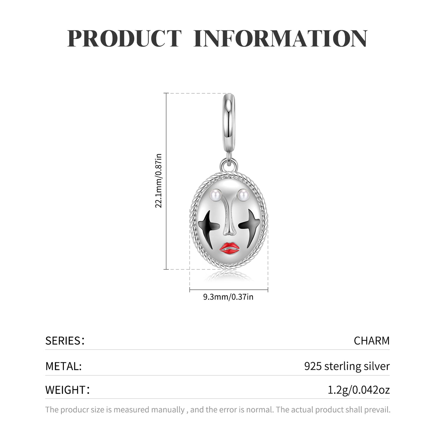 S925 Sterling Silver Clown Mask Dangle Charm Gothic Pendant Bead For DIY Charm Bracelet Necklace Jewelry Gift