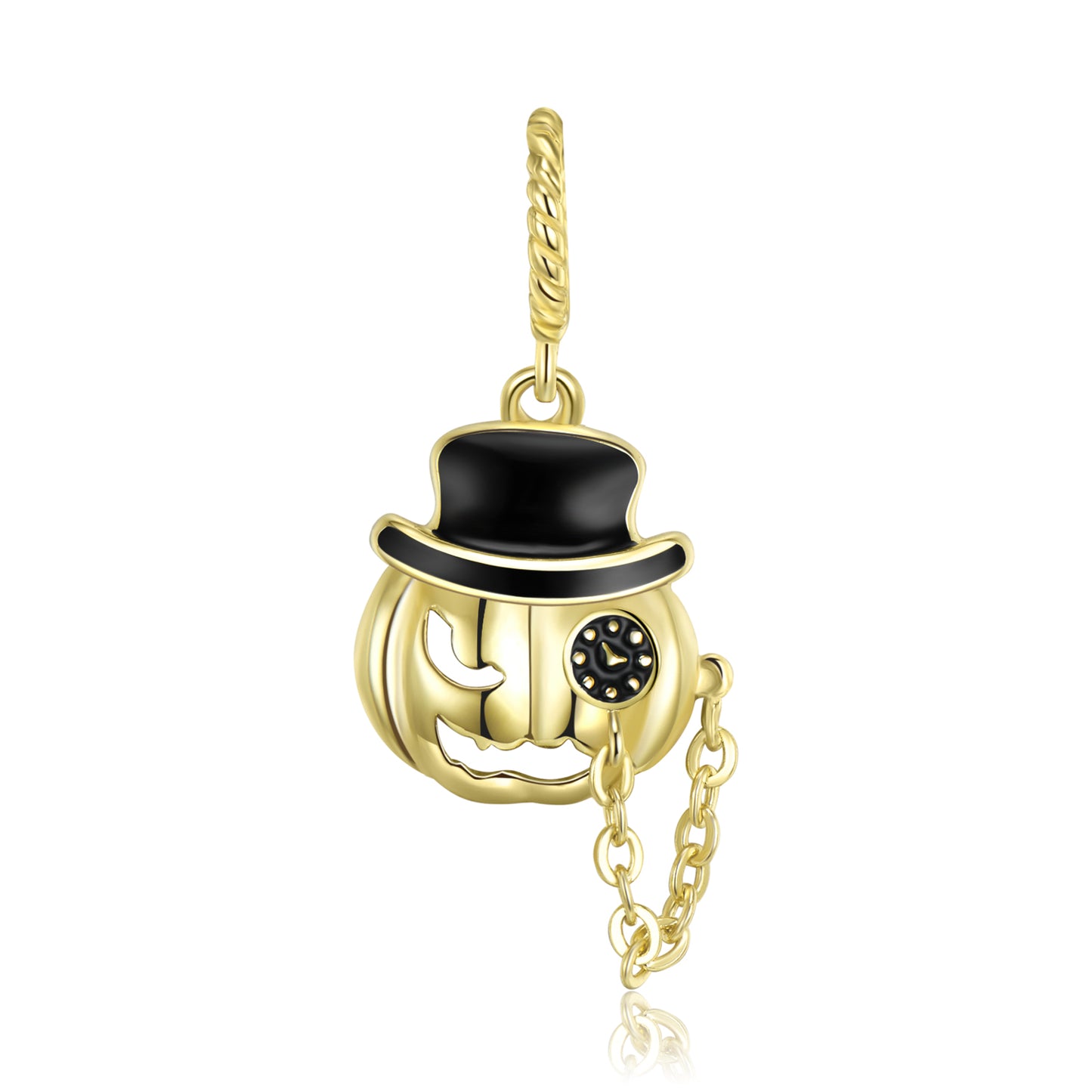S925 Sterling Silver Black Hat Pumpkin Dangle Charm Halloween Pendant Bead For DIY Charm Bracelet Necklace Jewelry Gift