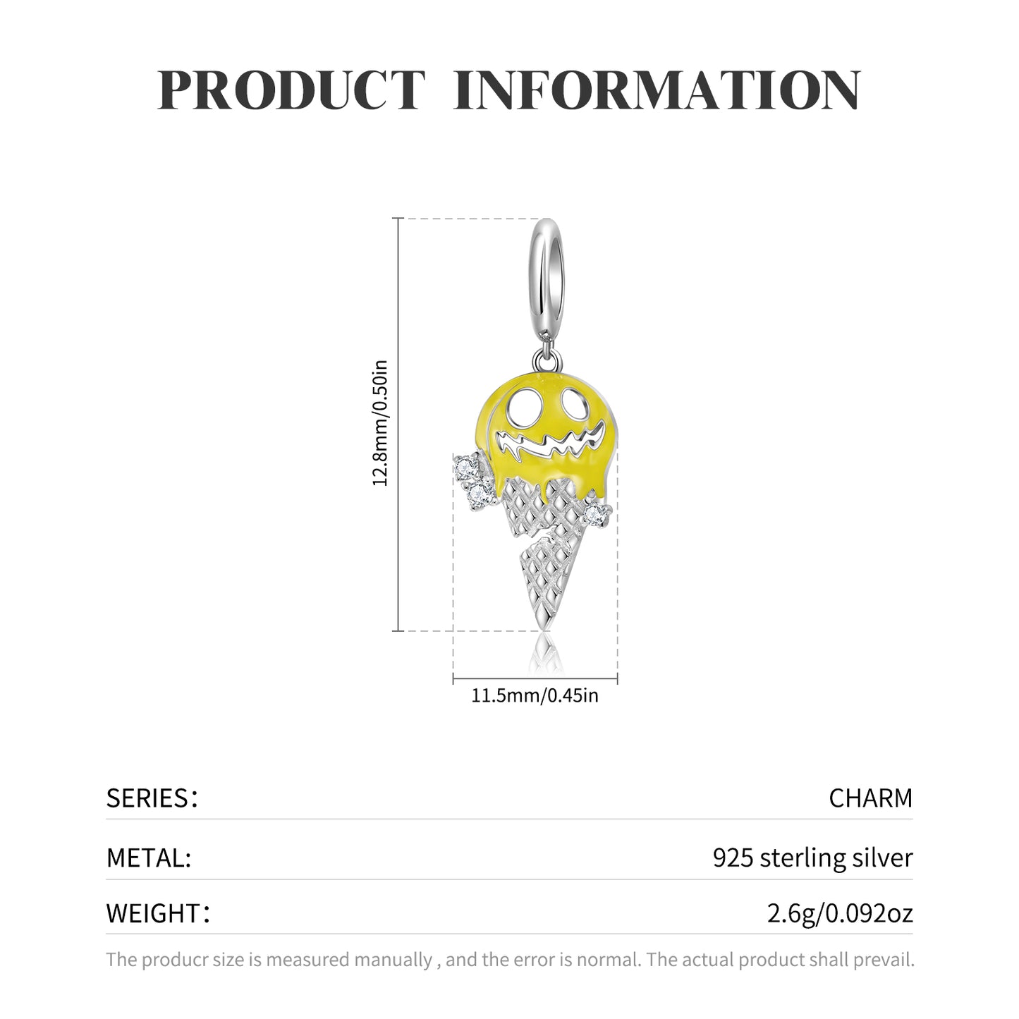 S925 Sterling Silver Pumpkin Ice Cream Dangle Charm Halloween Enamel Pendant Bead For DIY Charm Bracelet Necklace Jewelry Gift
