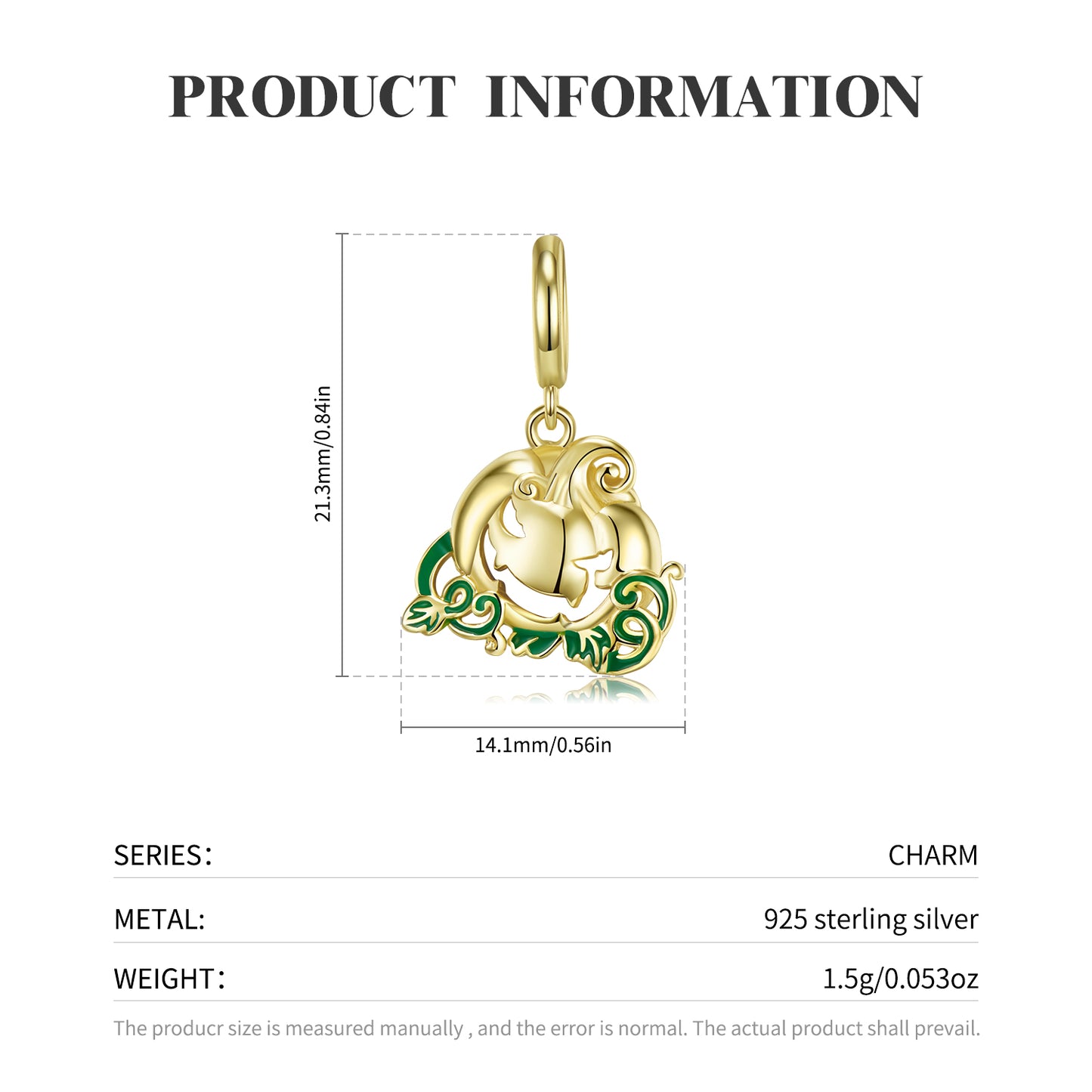 S925 Sterling Silver Gold Plated Devil Pumpkin Dangle Charm Halloween Pendant Bead For DIY Charm Bracelet Necklace Jewelry Gift