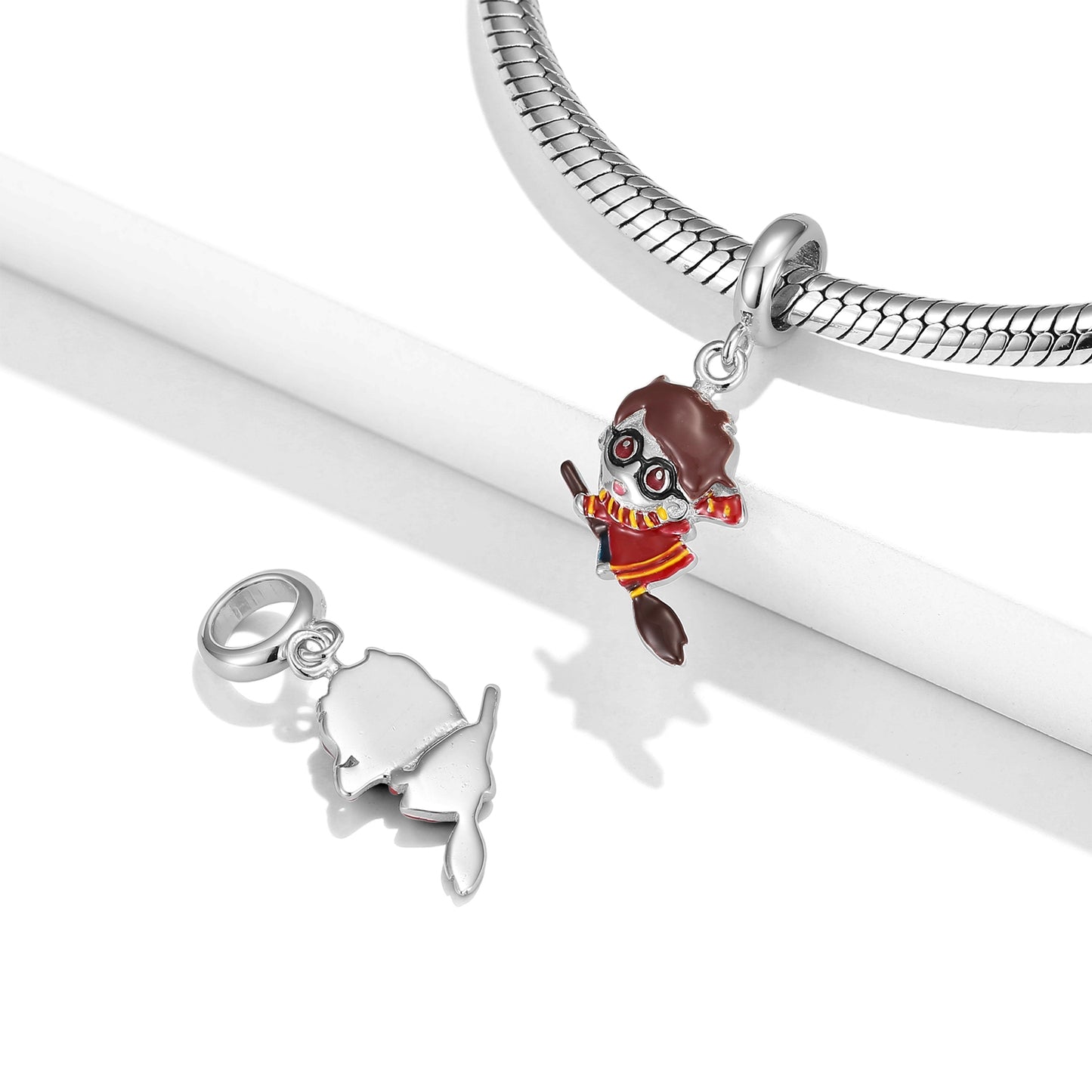 S925 Sterling Silver Boy With Glasses Dangle Charm Enamel Character Pendant Bead For DIY Charm Bracelet Necklace Jewelry Gift