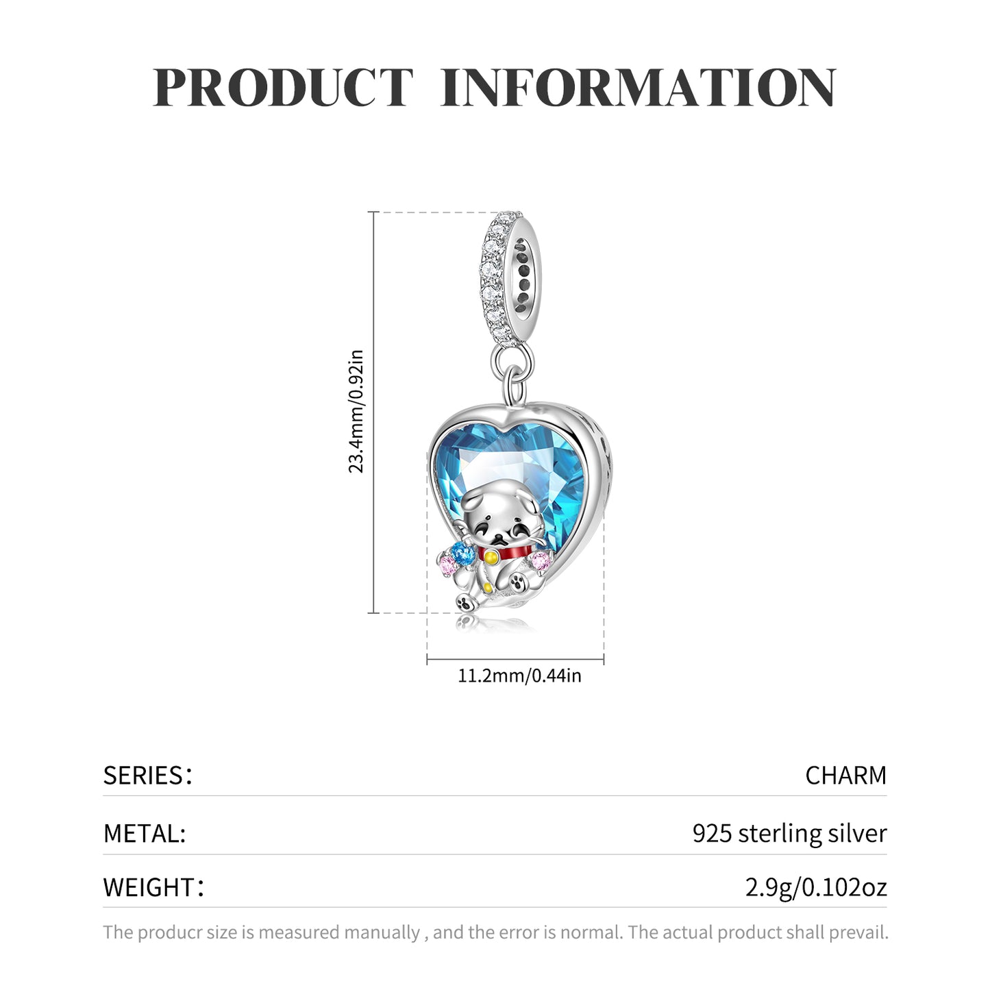 S925 Sterling Silver Sad Cat Dangle Charm With Created Blue Spinel Pendant Bead For DIY Charm Bracelet Necklace Jewelry Gift
