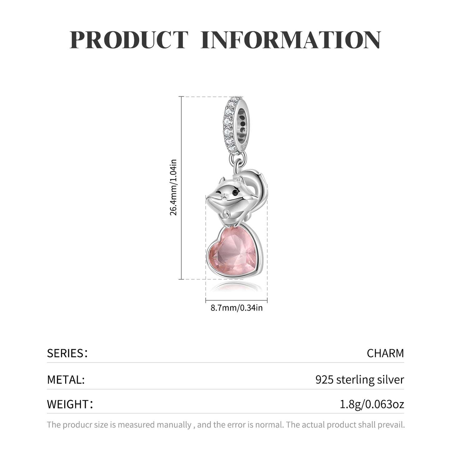 S925 Sterling Silver Pink Samoyed Dog Dangle Charm Cute Animal Pendant Bead For DIY Charm Bracelet Necklace Jewelry Gift