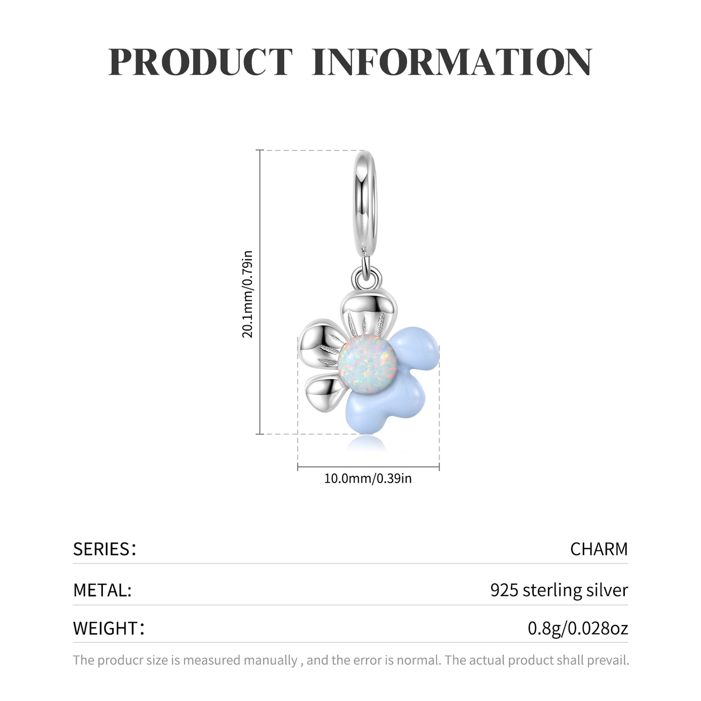 S925 Sterling Silver Spring Flower Dangle Charm Floral Pendant Bead For DIY Charm Bracelet Necklace Jewelry Gift