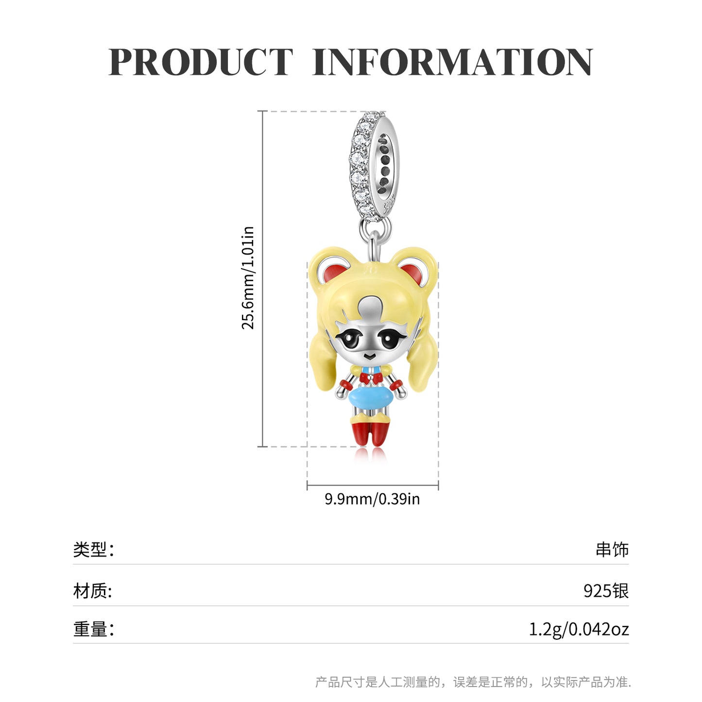 S925 Sterling Silver Blonde Girl Cartoon Dangle Charm Colorful Enamel Pendant Bead For DIY Charm Bracelet Necklace Jewelry Gift