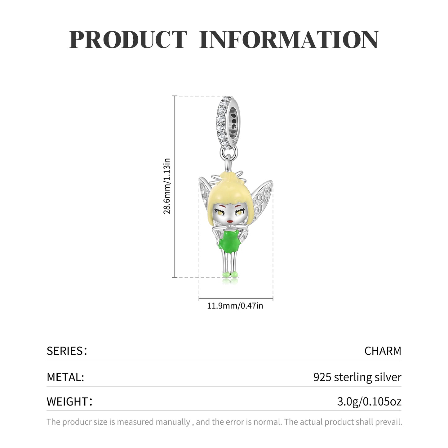 S925 Sterling Silver Spring Elf Dangle Charm Resin Enamel Colorful Pendant Bead For DIY Charm Bracelet Necklace Jewelry Gift