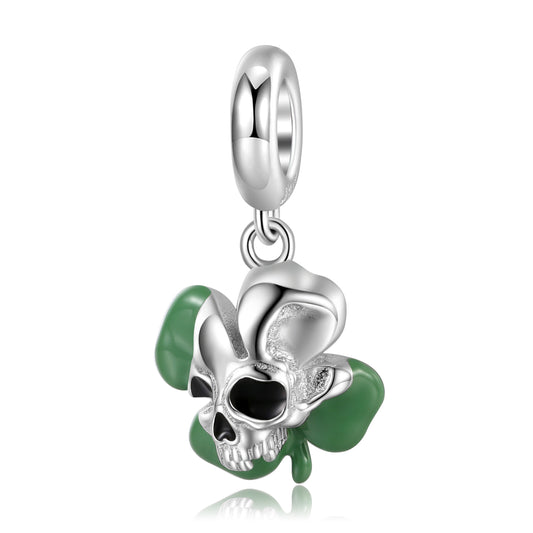 S925 Sterling Silver Skull Clover Mixed Dangle Charm Colorful Resin Pendant Bead For DIY Charm Bracelet Necklace Jewelry Gift