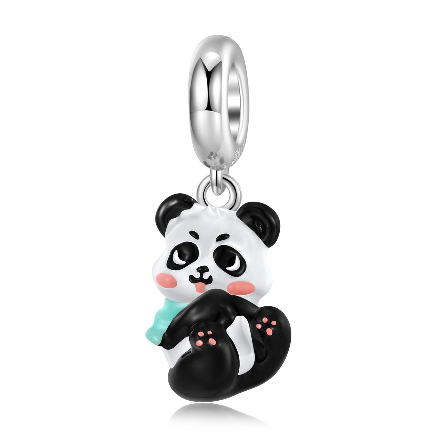 S925 Sterling Silver Panda Baby Dangle Charm Colorful Resin Animal Pendant Bead For DIY Charm Bracelet Necklace Jewelry Gift