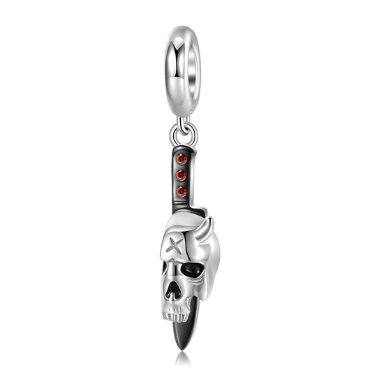 S925 Sterling Silver Skeleton Knife Dangle Charm Minimalist Pendant Bead For DIY Charm Bracelet Necklace Jewelry Gift