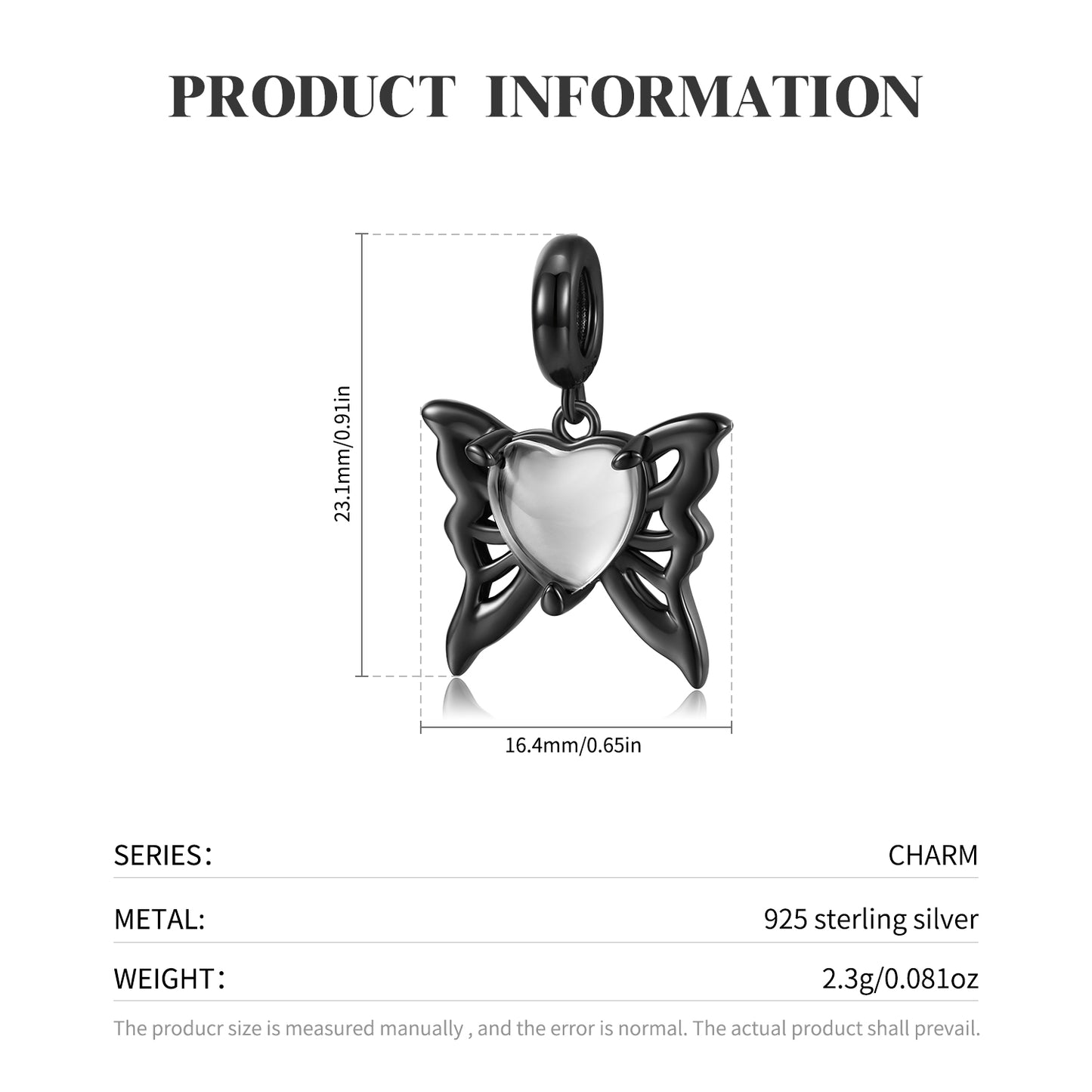 S925 Sterling Silver Black Gold Heart Glass Dangle Charm Gothic Pendant Bead For DIY Charm Bracelet Necklace Jewelry Gift
