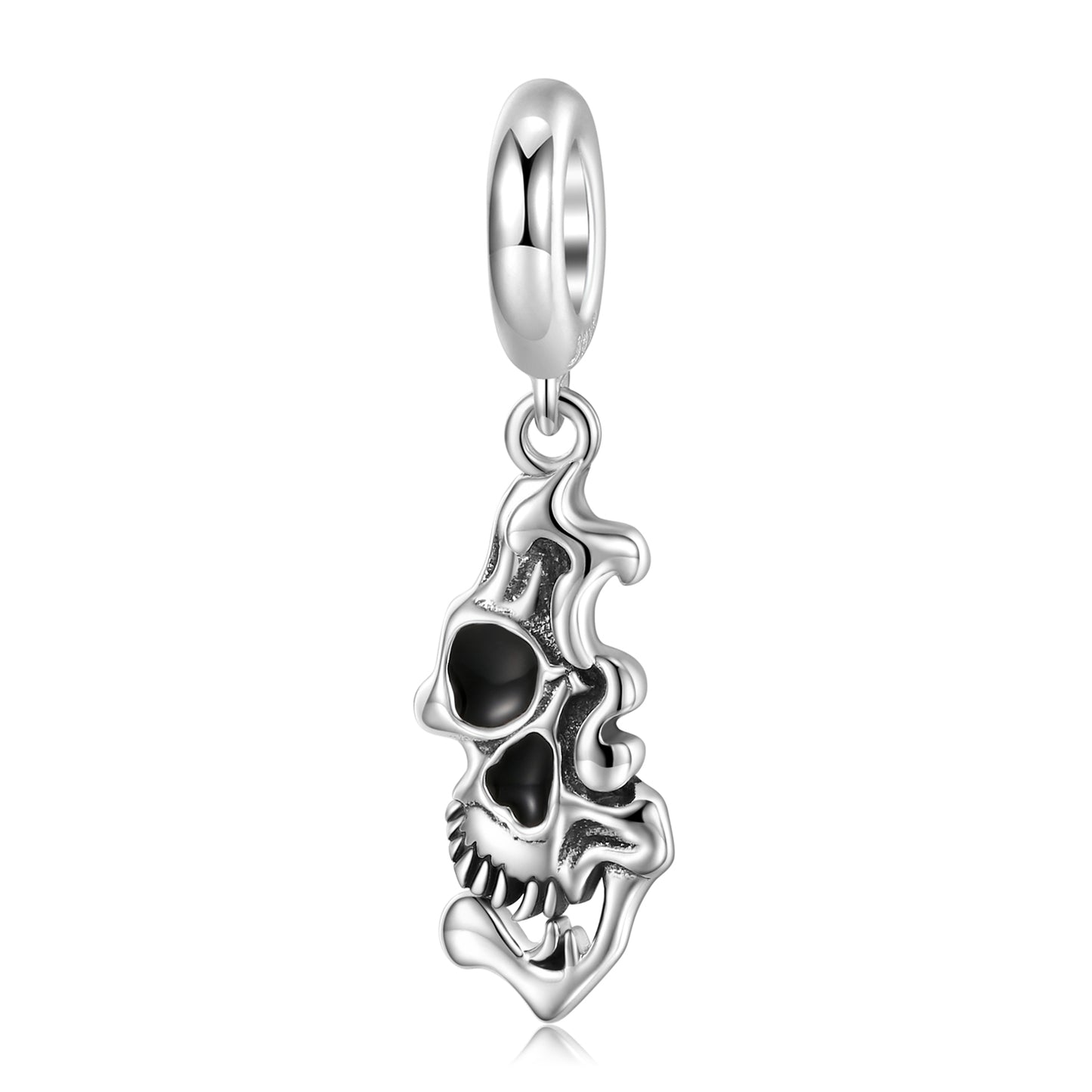 S925 Sterling Silver Melting Skull Dangle Charm Minimalist Gothic Pendant Bead For DIY Charm Bracelet Necklace Jewelry Gift