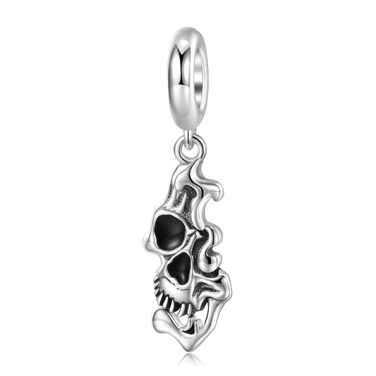 S925 Sterling Silver Melting Skull Dangle Charm Minimalist Gothic Pendant Bead For DIY Charm Bracelet Necklace Jewelry Gift