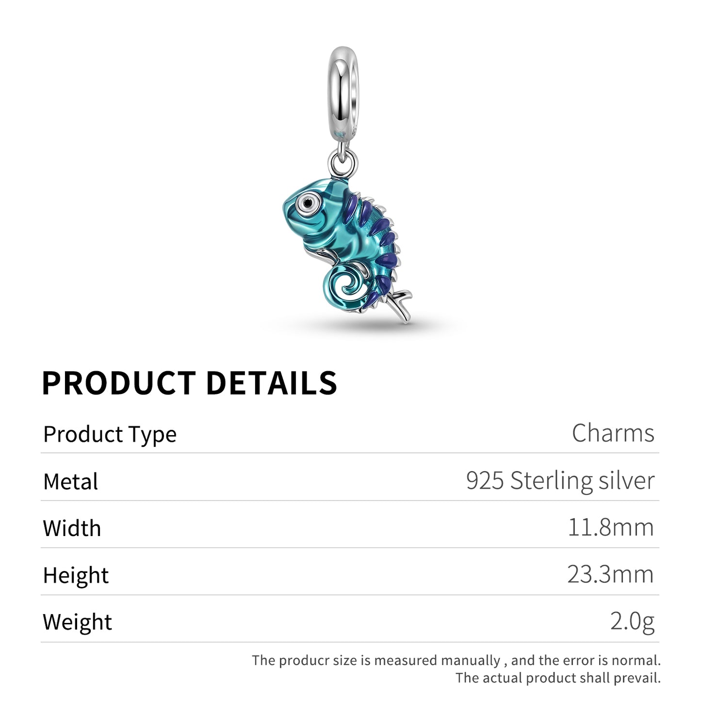 Chameleon Charm 925 Sterling Silver Color Enamel Pendant Bead For DIY Charm Bracelet Necklace Animal Jewelry Gift