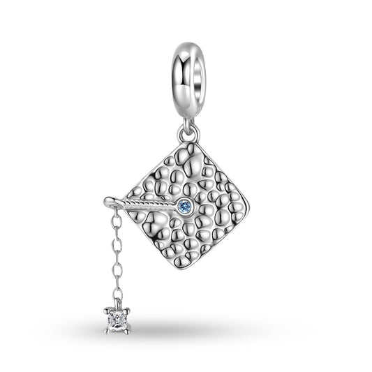 Graduation Cap Charm 925 Sterling Silver Pendant Bead For DIY Charm Bracelet Necklace Graduation Jewelry Gift