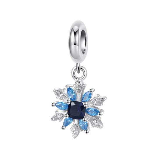 Snowflake Charm 925 Sterling Silver Pendant Bead For DIY Charm Bracelet Necklace Winter Jewelry Gift