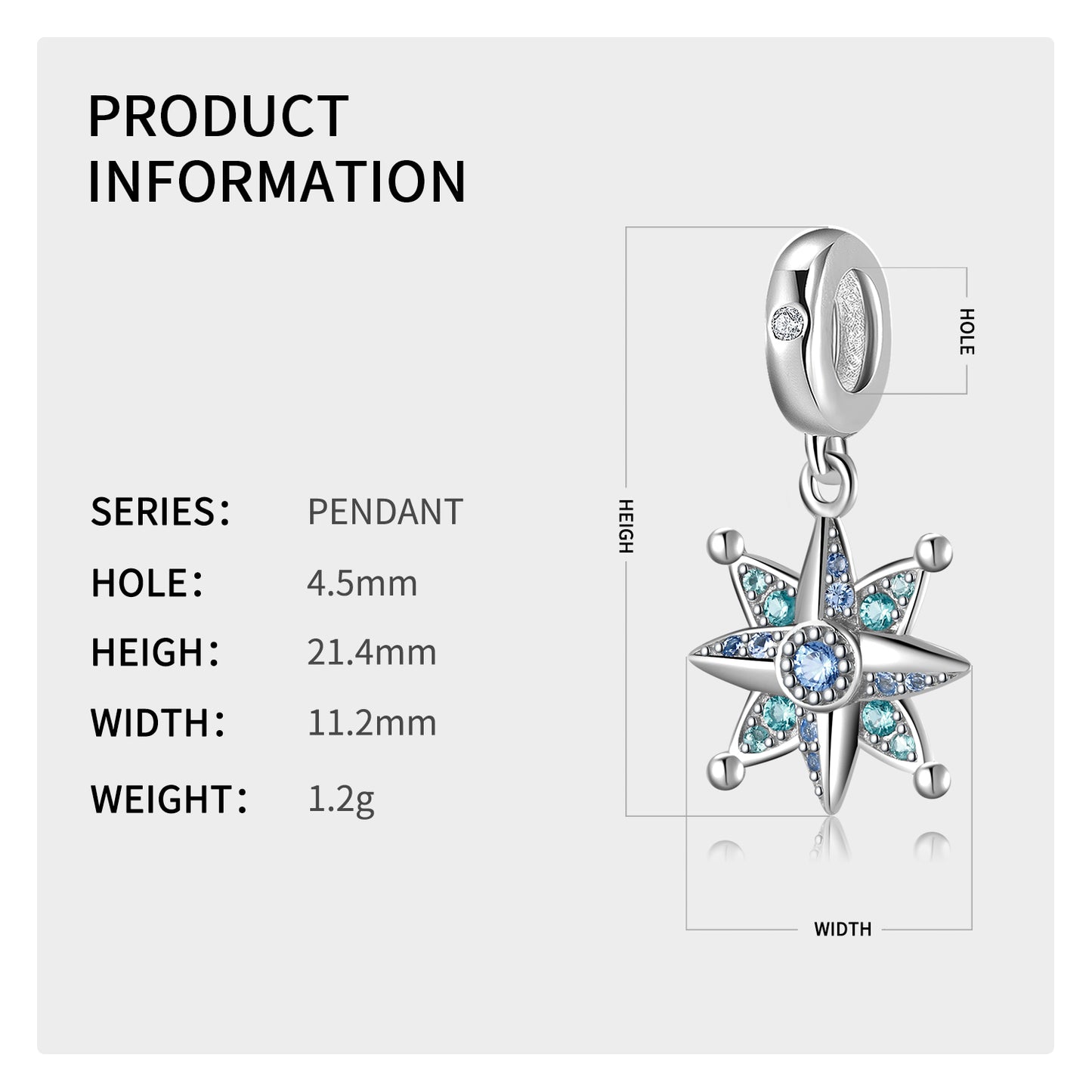 Sparkling Eight Point Star Charm 925 Sterling Silver Pendant Bead For DIY Charm Bracelet Necklace Celestial Jewelry Gift