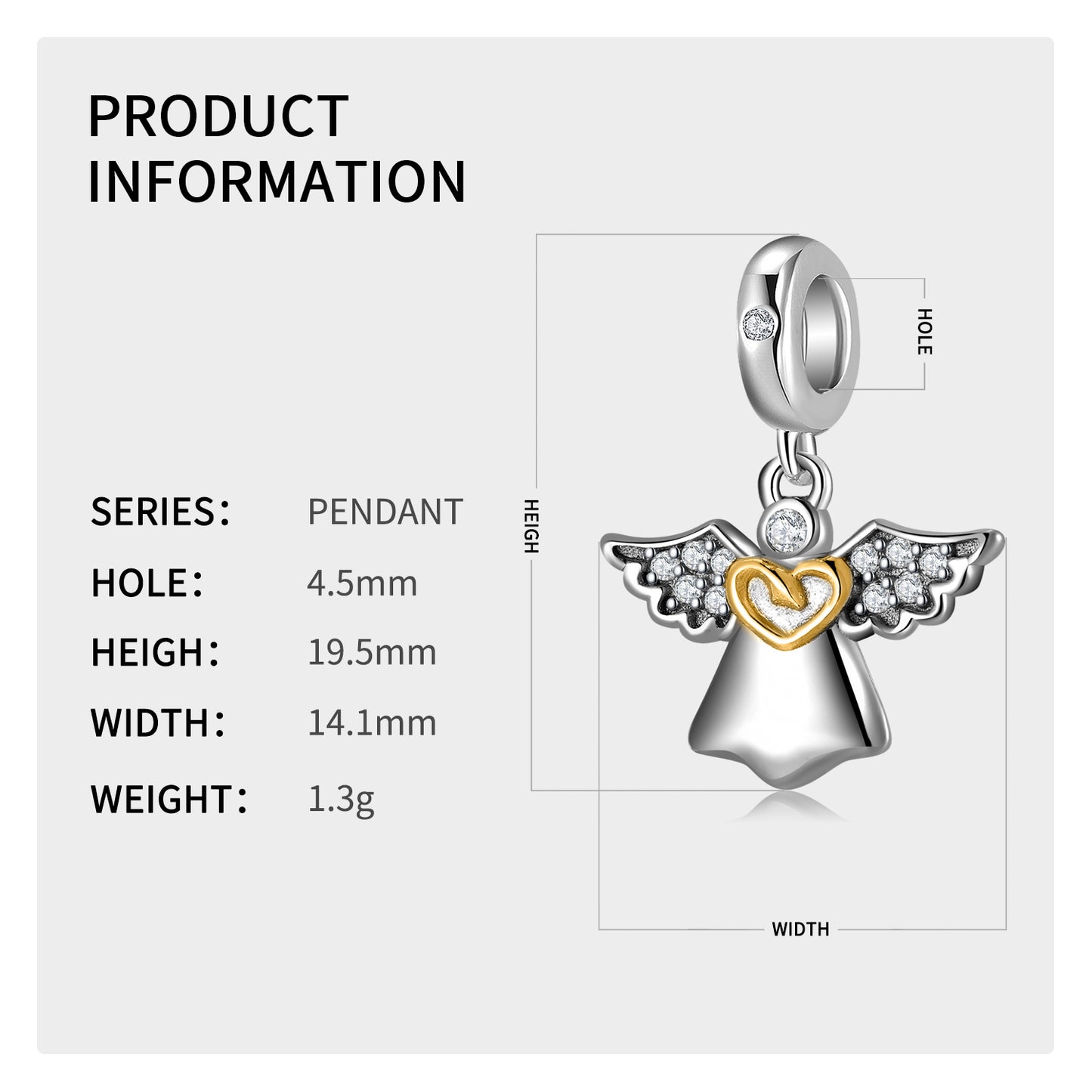 Angel Charm 925 Sterling Silver 14K Gold Plated Pendant Bead For DIY Charm Bracelet Necklace Guardian Jewelry Gift