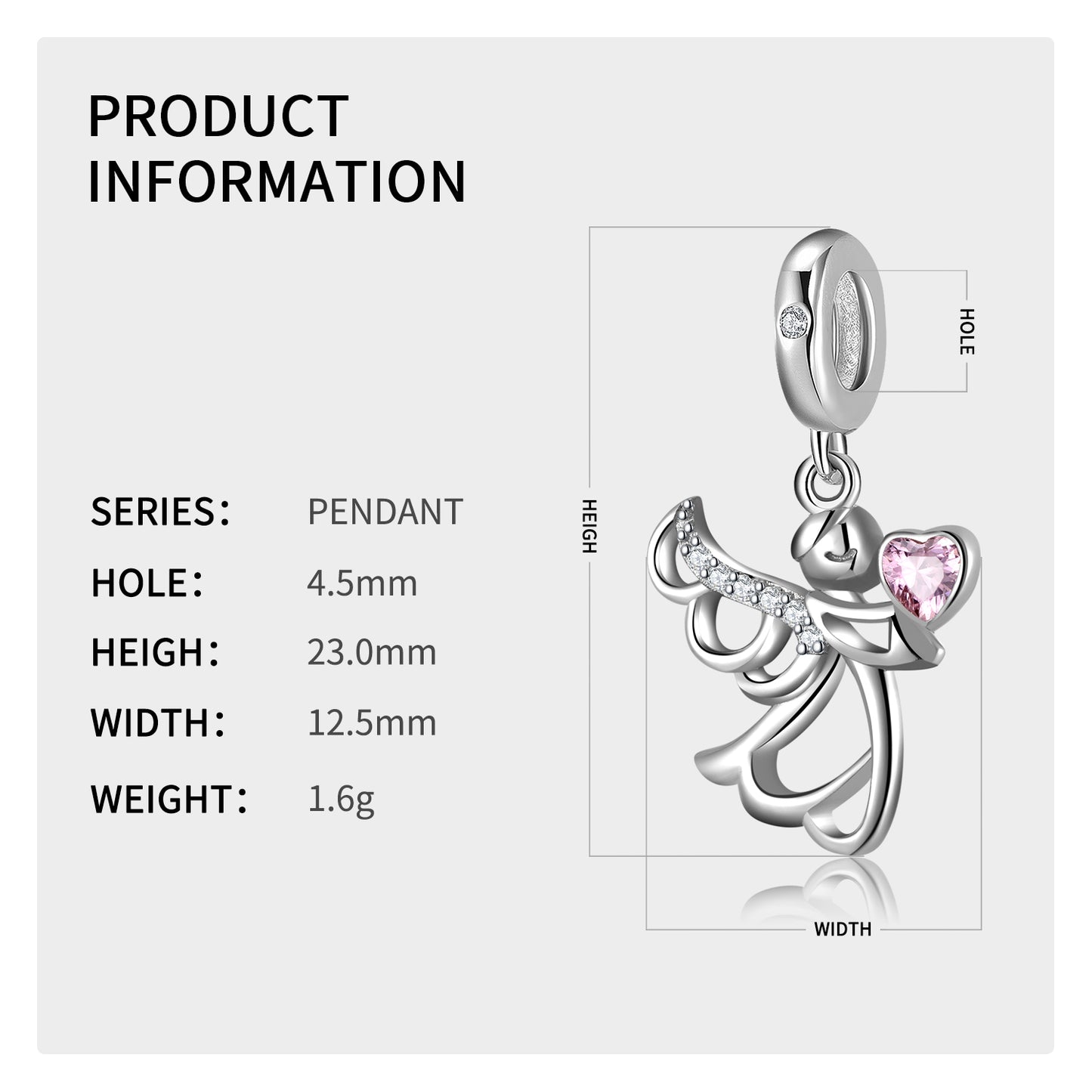 Openwork Angel Charm 925 Sterling Silver Pendant Bead For DIY Charm Bracelet Necklace Guardian Jewelry Gift