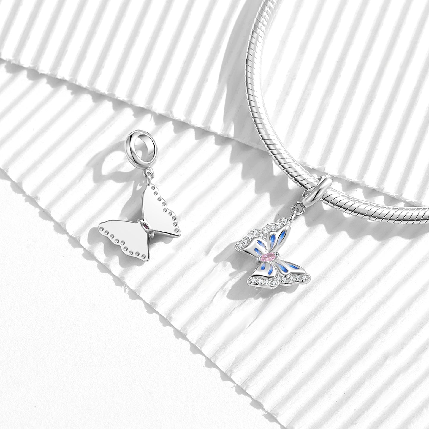 Butterfly Charm 925 Sterling Silver Enamel Pendant Bead For DIY Charm Bracelet Necklace Nature Jewelry Gift