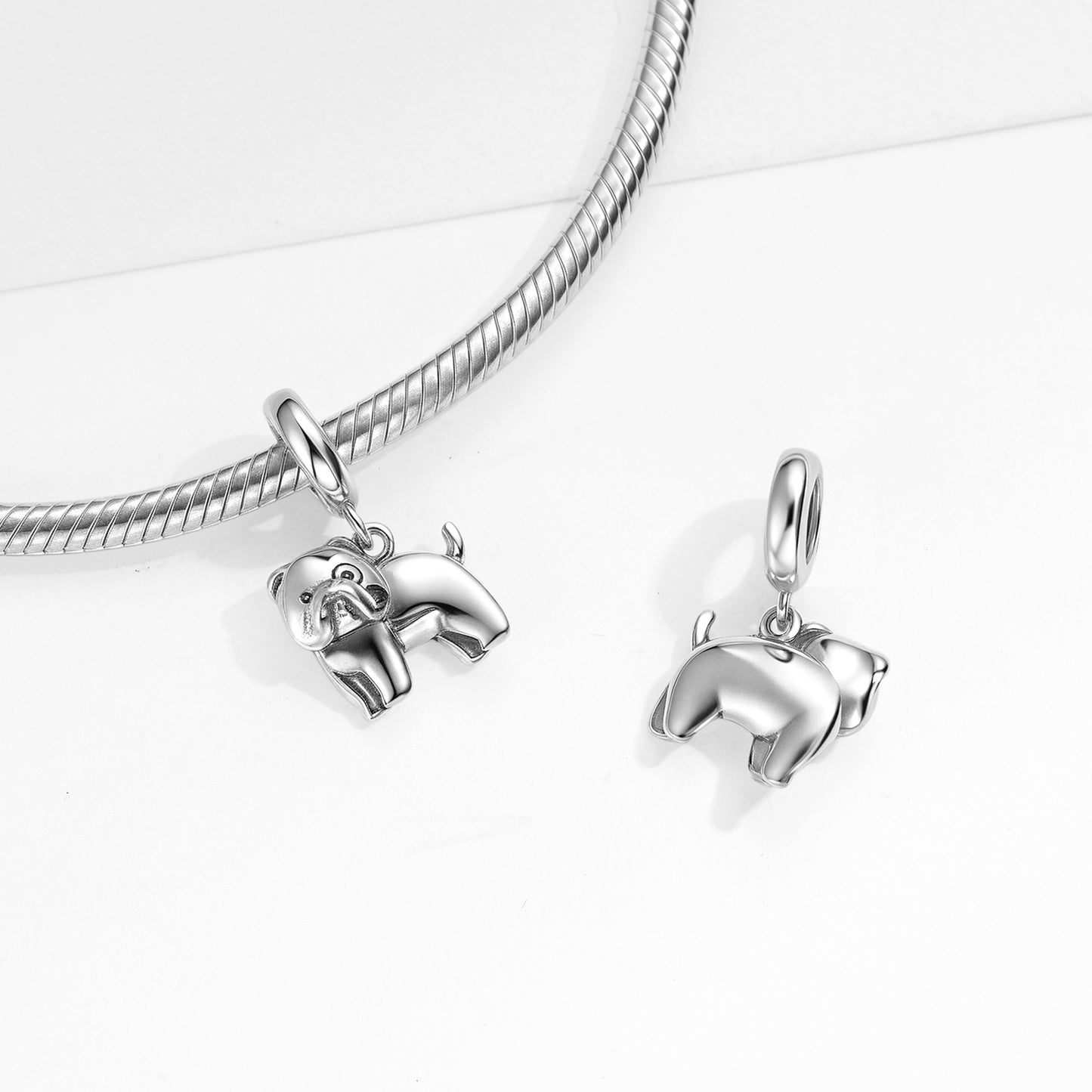 Pug Charm 925 Sterling Silver Oxidized Pendant Bead For DIY Charm Bracelet Necklace Dog Jewelry Gift