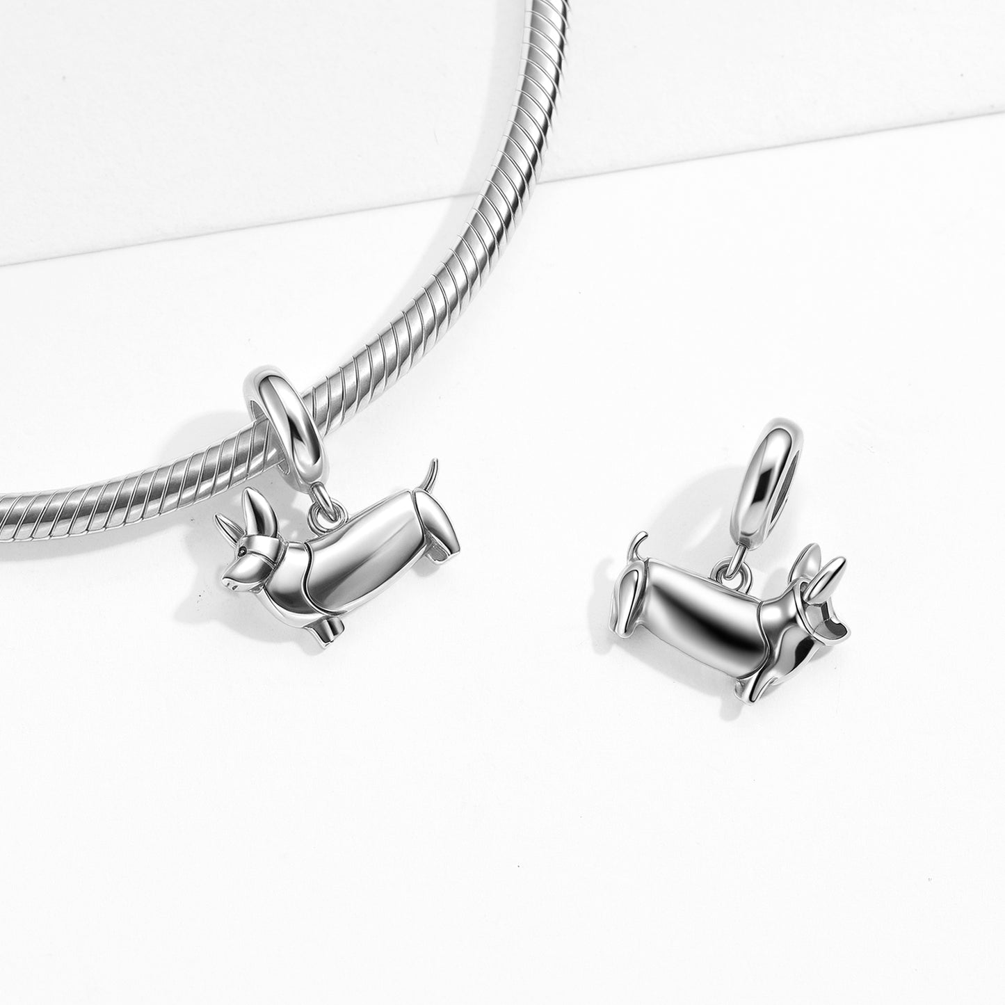 Corgi Charm 925 Sterling Silver Oxidized Pendant Bead For DIY Charm Bracelet Necklace Dog Jewelry Gift