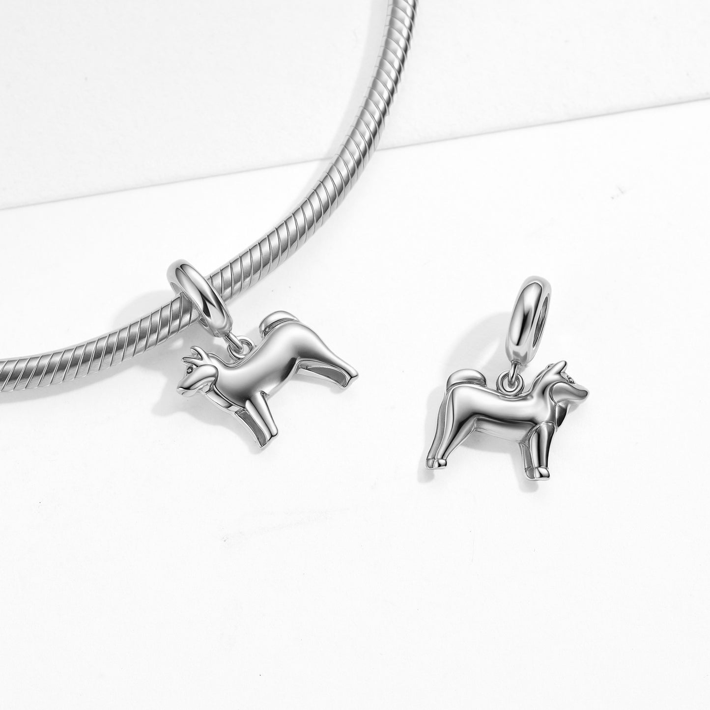 Shiba Inu Charm 925 Sterling Silver Oxidized Pendant Bead For DIY Charm Bracelet Necklace Dog Jewelry Gift
