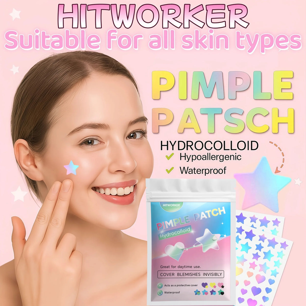 360pcs Colorful Acne Patches – gentle facial coverage for pimples and