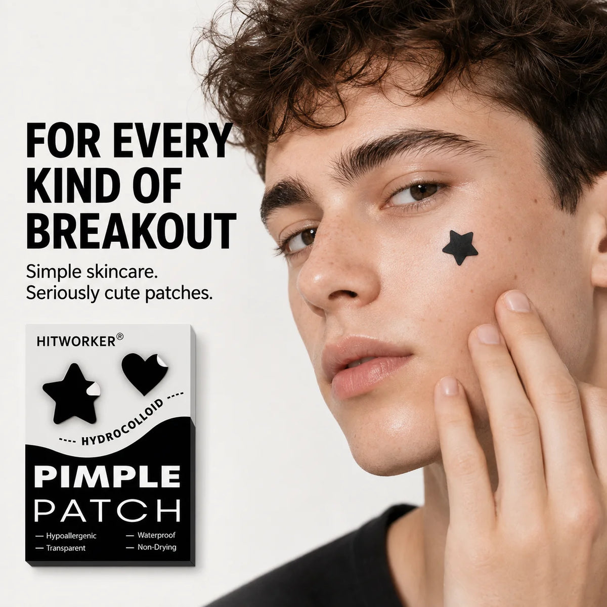 216pcs Black Star Heart Hydrocolloid Pimple Patches Cute Blemish Spot