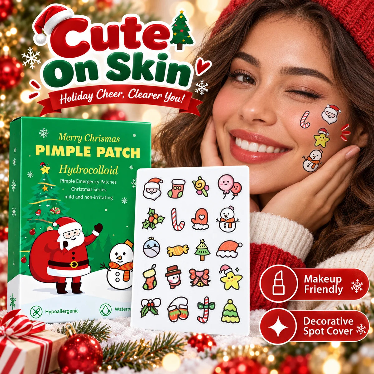 Multi Color Christmas Pimple Patches Salicylic Acid Skin Cleansing