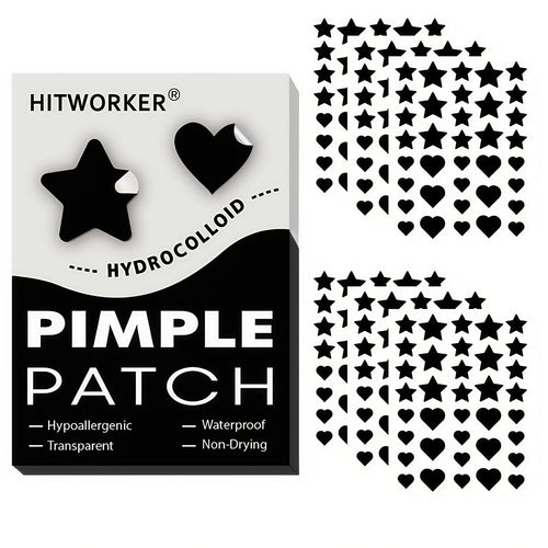 216pcs Black Star Heart Hydrocolloid Pimple Patches Cute Blemish Spot