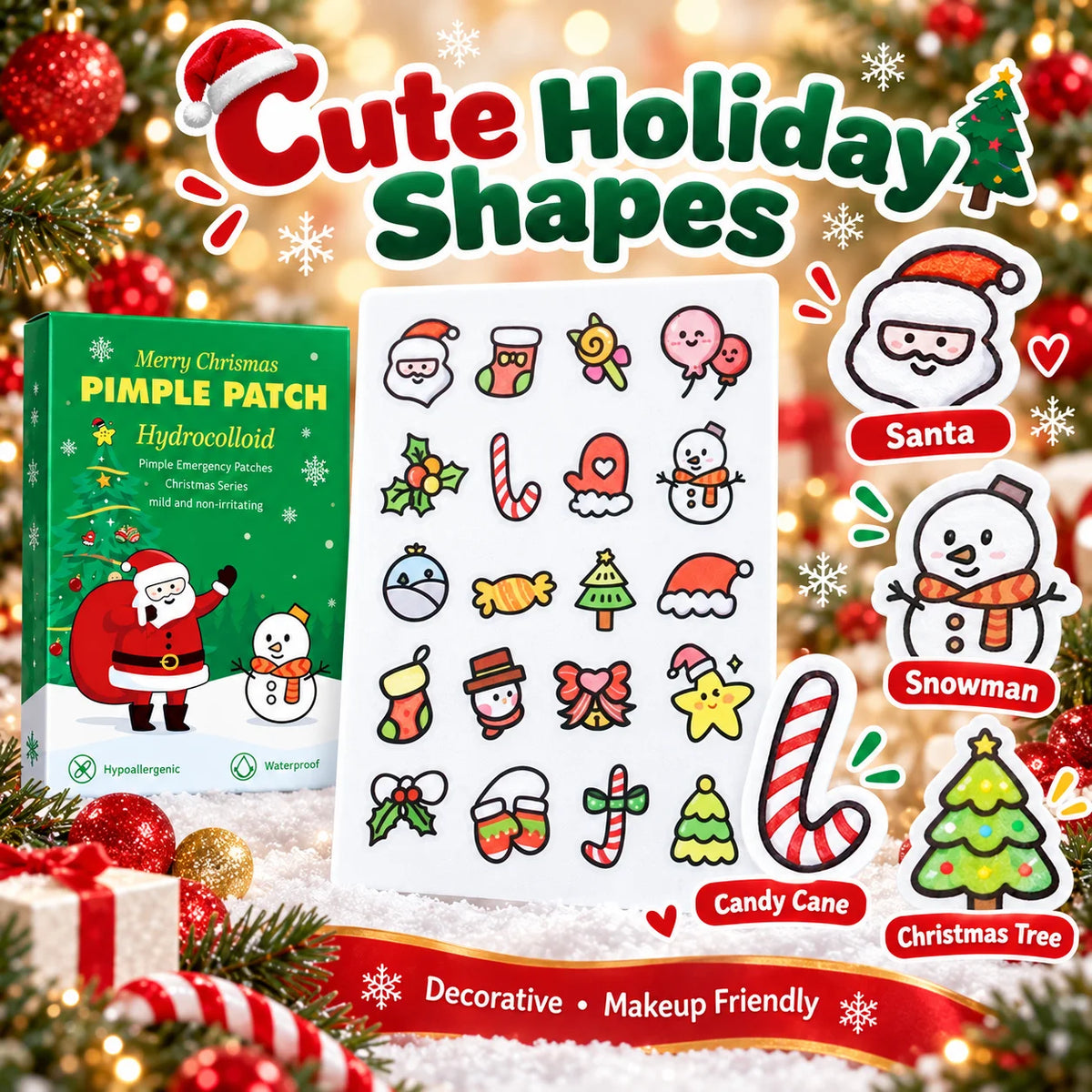 Multi Color Christmas Pimple Patches Salicylic Acid Skin Cleansing
