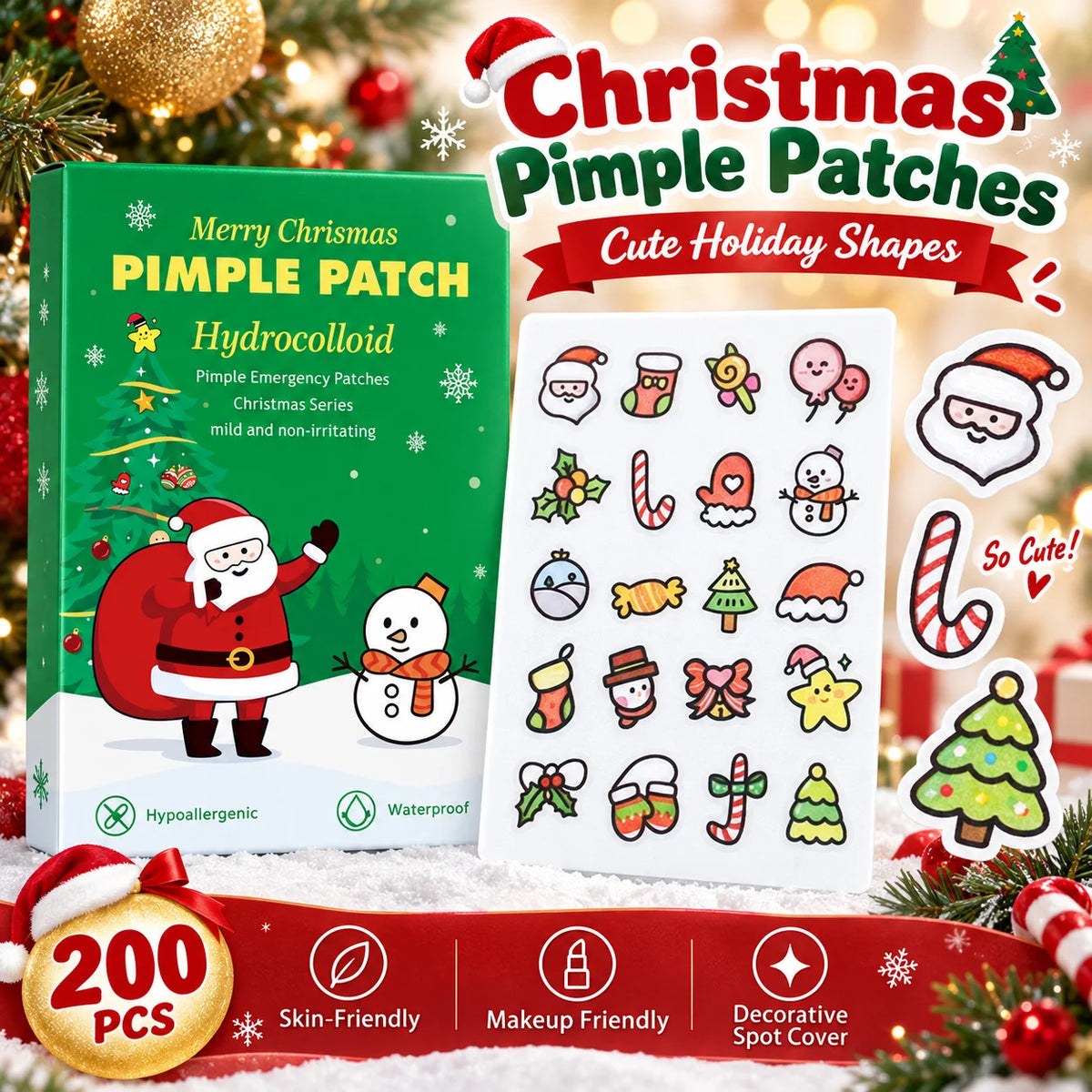 Multi Color Christmas Pimple Patches Salicylic Acid Skin Cleansing