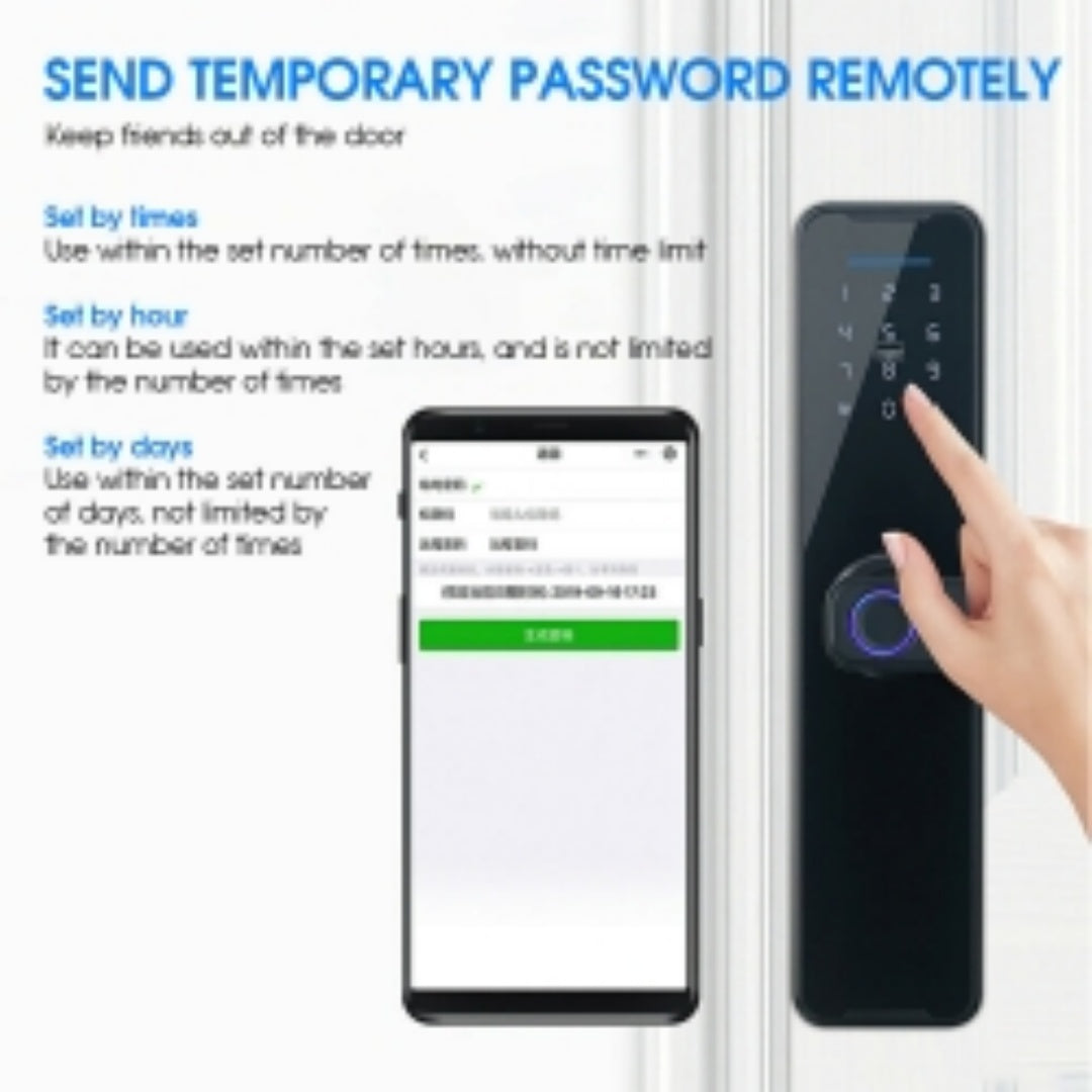 WIFI Digital Smart Door Lock Electronic Fingerprint Password Key Lock-black