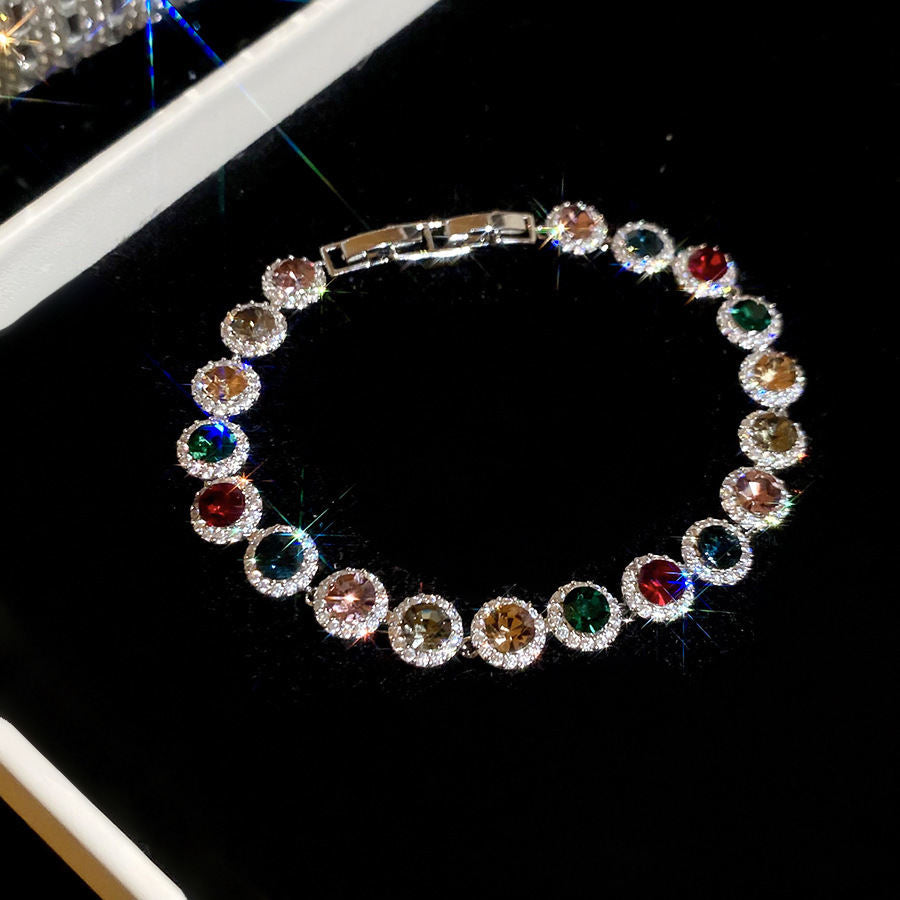 Ins Style Korean Rhombus Zirconia Bangle Minimalist Bracelet Ethereal Elegant Fashion Hand Jewelry