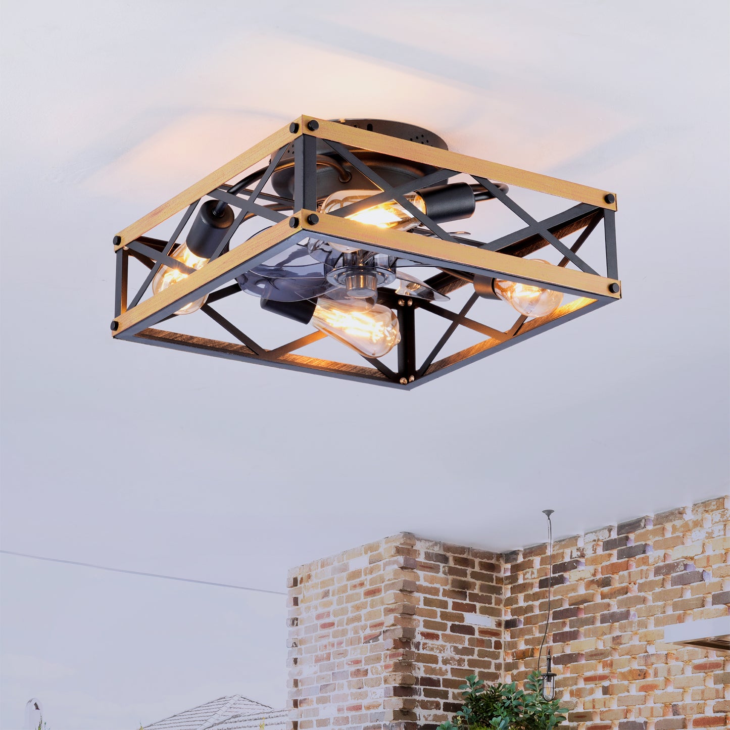 22.6IN  Flush Mount Ceiling Fan ,Reversible Motor, DC Remote Control,7 PCS PC Blades,6 Speed Ceiling Fan,Timing, For Bedroom Kitchen Living Room--NOT Included Bulbs