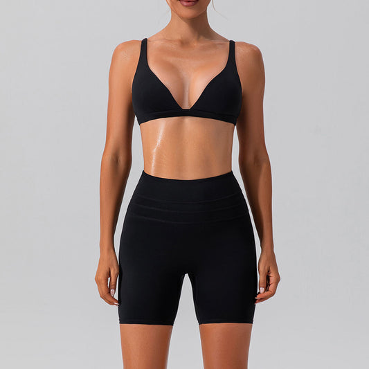 Quick-drying Skinny Yoga Clothes Suit Running Leisure Nude Feel Sports Training Fitness Suit