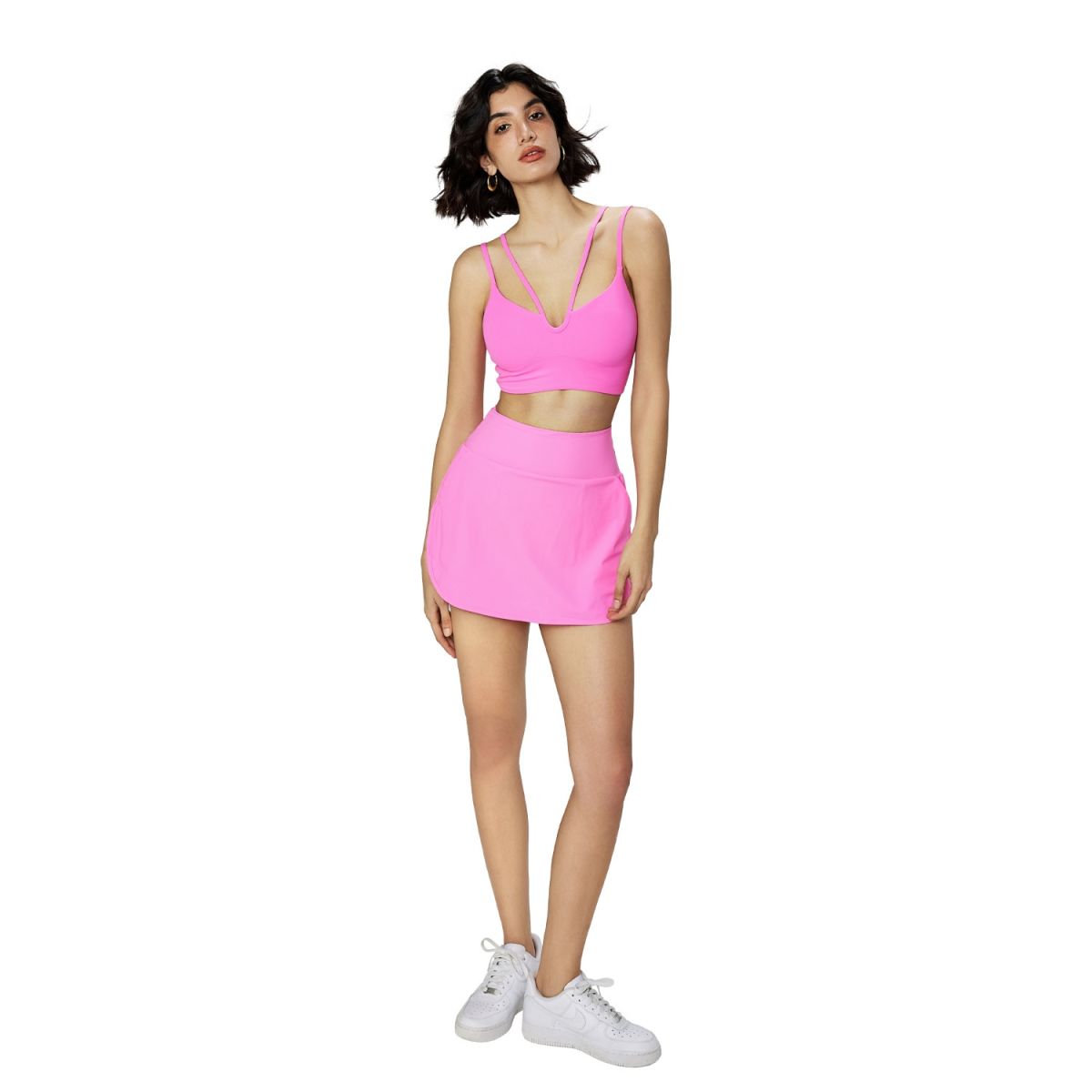 Nude Feel Double-strap Yoga Vest With Chest Pad Thin Shoulder