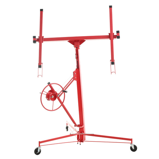 16 FT Drywall Lift Panel Rolling Hoist Jack Lifter Sheetrock, Drywall Lifting Construction Tools Caster Wheel With Adjustable Telescopic Arm, 16