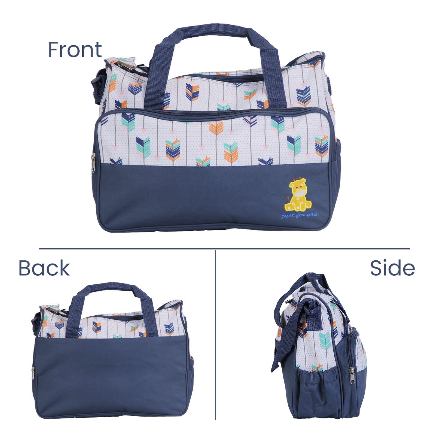5Pcs Baby Nappy Diaper Bags Set For Picnic Mummy Diaper Handbags With Diaper Pad Food Bag Bottle Bag Travel Tote Bags For Mom Dad