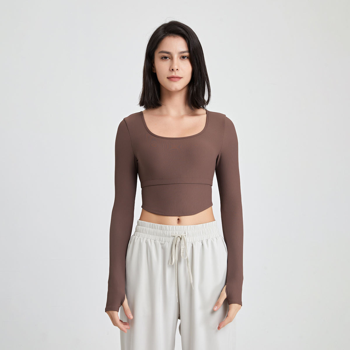 Yoga Suit Long Sleeve With Chest Pad Workout Top