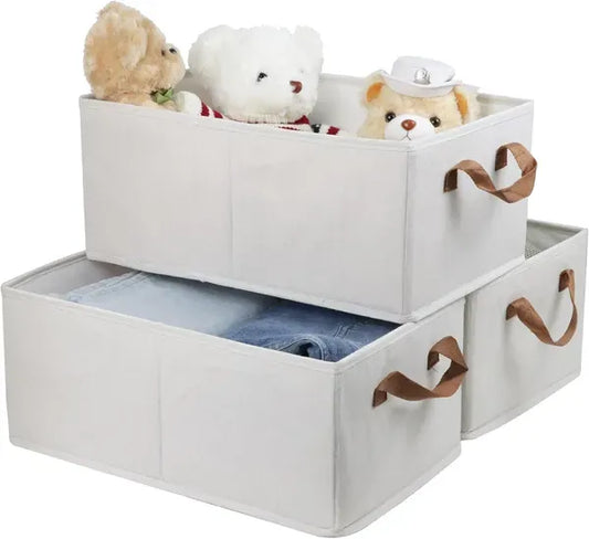 Pack Of 3 Large Capacity Storage Bins Closet Organizer System, Sturdy Foldable Storage Boxes For Organizing Clothing, Sheets, Toys, Books - Shelf Organizer Shelves Basket Storage Bin