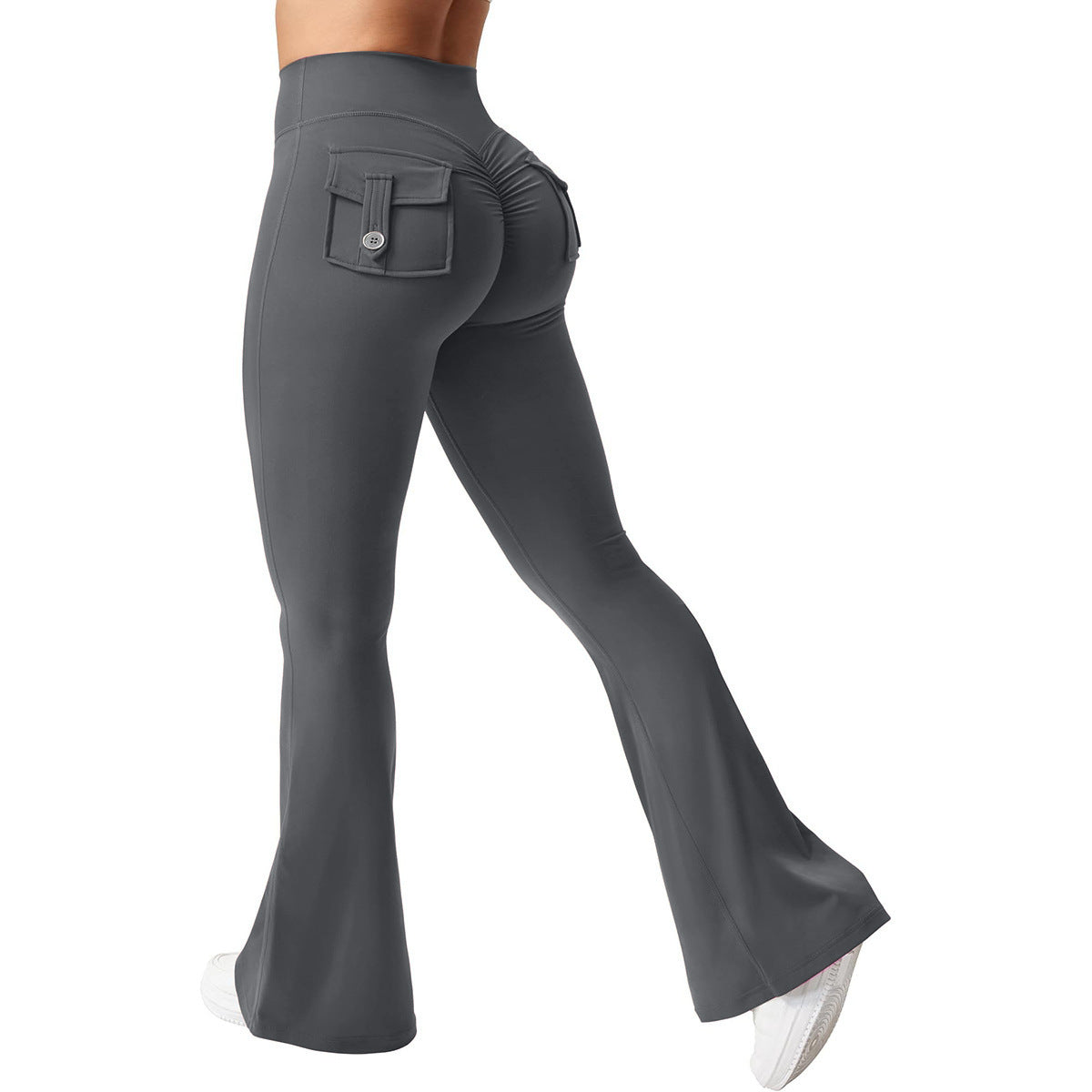 Elastic Stretchy Flared Pants, Quick-Dry Yoga Wear, Slimming Fitness Style Casual Long Pants, Sports Flared Pants