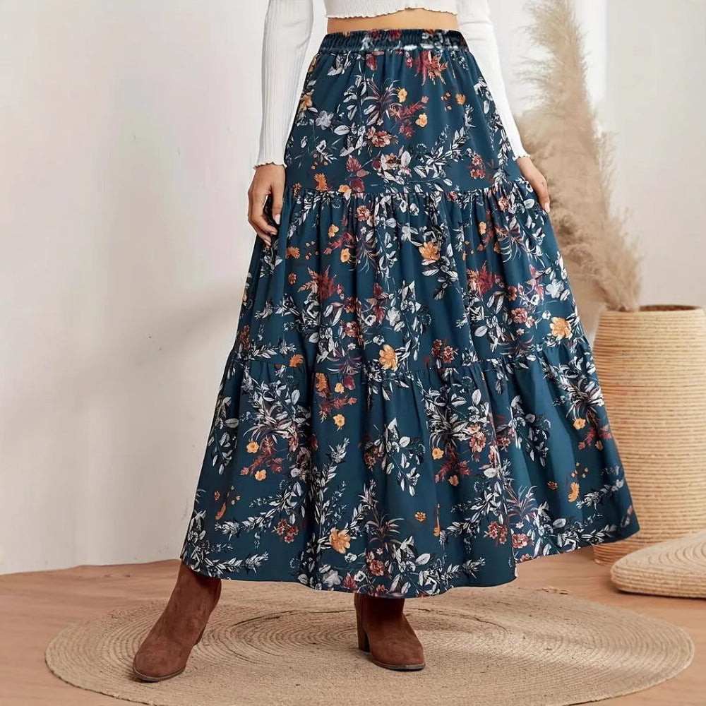 Fashionable Printed Waist-cinching Slimming Skirt Professional And Elegant For The Office